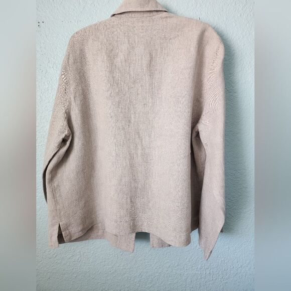 Jones New York Sport Linen Blazer - Soft Sand Beige - Picture 3 of 12